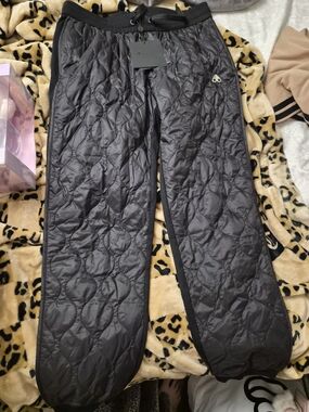 Moose Knuckles Black Quilted Pants with Logo Tag